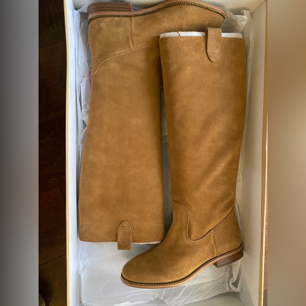 Michael Michael Kors Bayview Riding luggage Suede Knee High Pull On Boots 5 1/2M